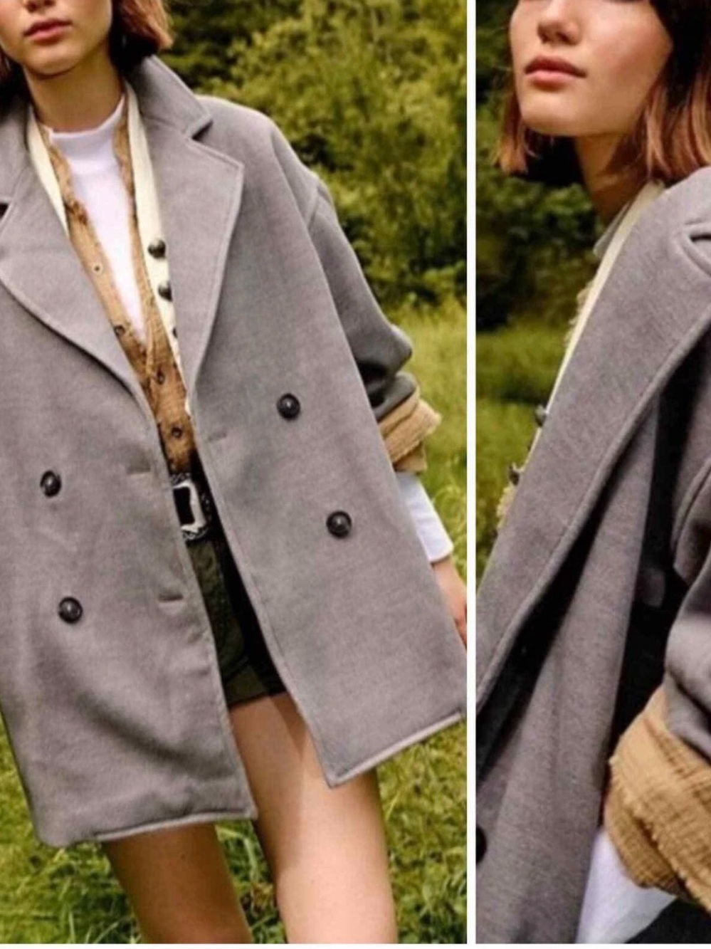 FREE PEOPLE Hannah Slouchy Double Breasted Gray Blazer Coat Size Large NEW Sz L